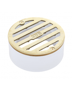 NDS 3" Round Polished Brass Grate With PVC Collar