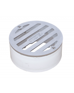 NDS 3" Round Satin Chrome Grate With PVC Collar