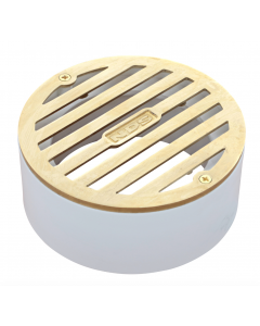 NDS Round Grate with PVC Collar, 4" Polished Brass, 3" or 4"