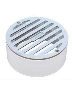 NDS Round Grate with PVC Collar, 4" Polished Chrome, 3" or 4"
