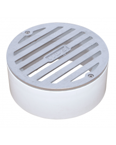 NDS Round Grate with PVC Collar, 4" Satin Chrome, 3" or 4"