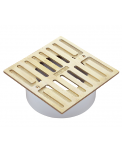 NDS Square Grate With PVC Collar, 5" Polished Brass, 3"