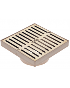 NDS Square Grate with Styrene Adapter, 6" Polished Brass Grate, 3" or 4"
