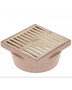 NDS 6" Satin Brass Square Grate with Styrene Collar