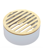 NDS Round Grate with PVC Collar, 4" Polished Brass, 3" or 4"