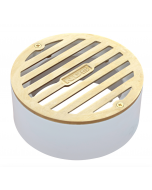 NDS Round Grate with PVC Collar, 4" Polished Brass, 3" or 4"