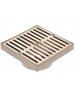 NDS Square Grate with Styrene Adapter, 6" Polished Brass Grate, 3" or 4"