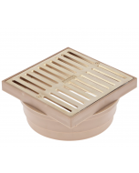 NDS 6" Polished Brass Square Grate with Styrene Collar