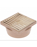 NDS 6" Satin Brass Square Grate with Styrene Collar