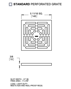Josam 6" Square Standard Reinforced Perforated Grate