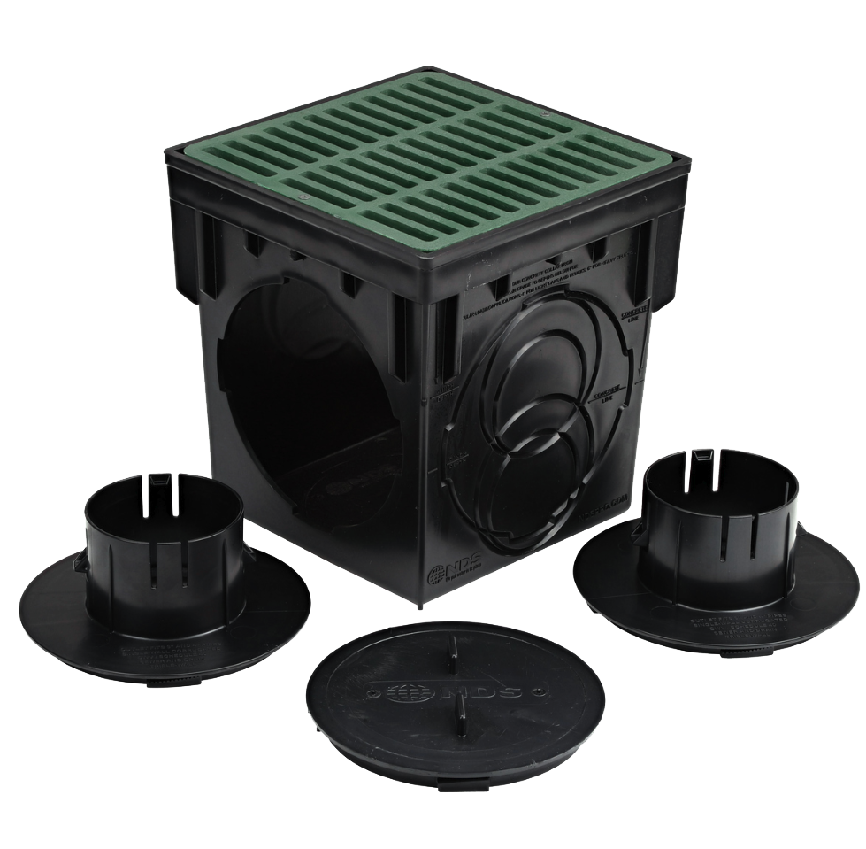 12 Black Round Plastic Channel Grate Catch Basin Landscape
